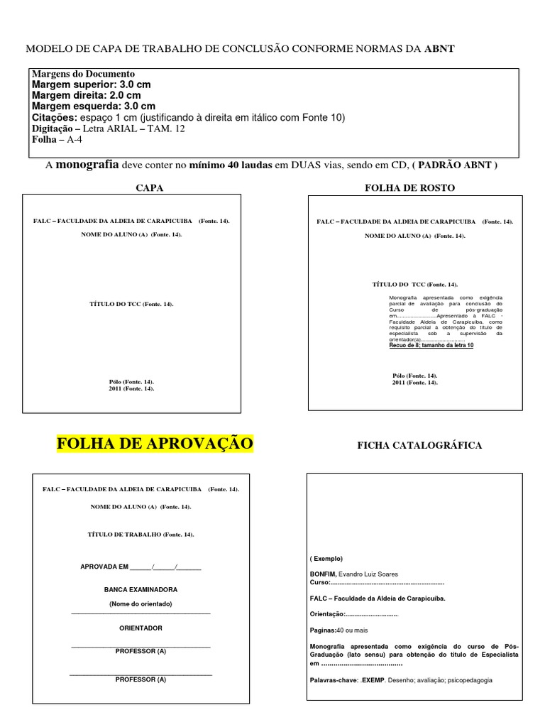 Modelo de Capa TCC ABNT FALC | PDF | Publicação | Escrita