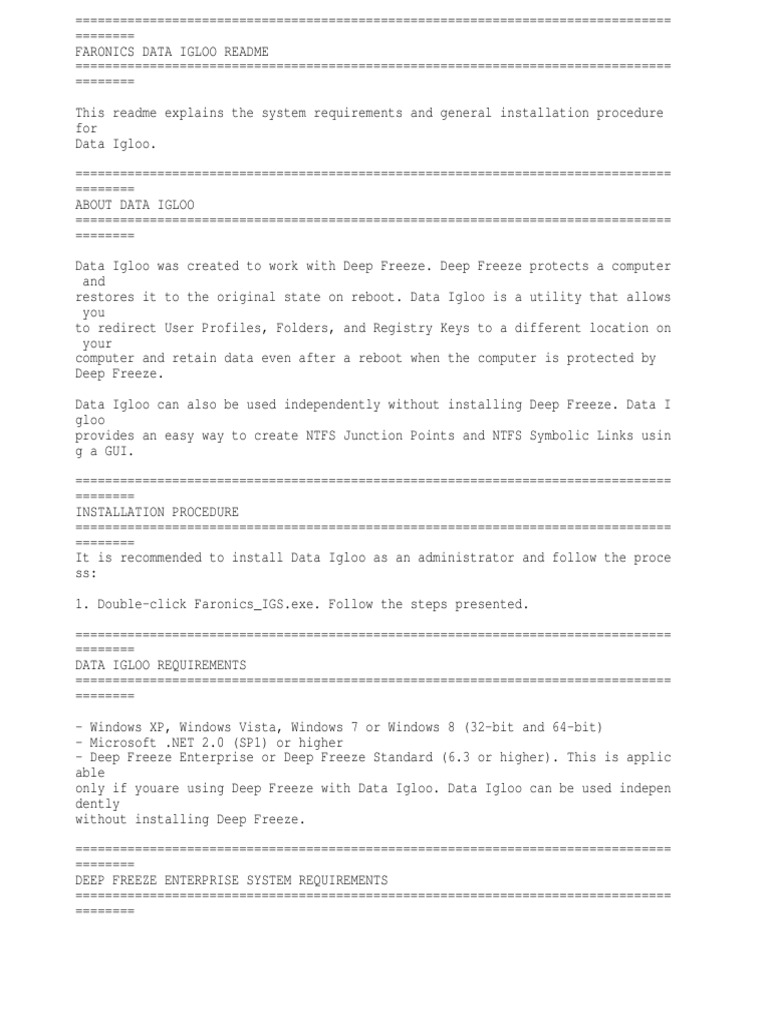 Faronics Data Igloo README | PDF