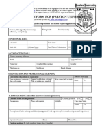 Application Form For (Preston University) : Post No/title (Specify The Vacancy Reference, Compulsory)