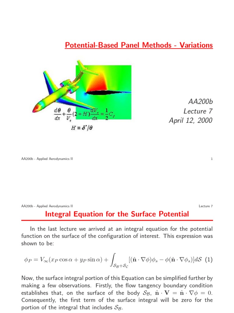 Potential-Based Panel Methods - Variations: AA200b April 12, 2000 | PDF ...