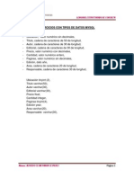 Ejercicios Con Tipos de Datos MYSQL PDF
