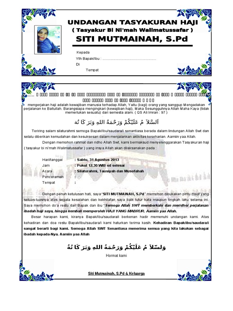 Undangan Haji Walimatussafar Doc