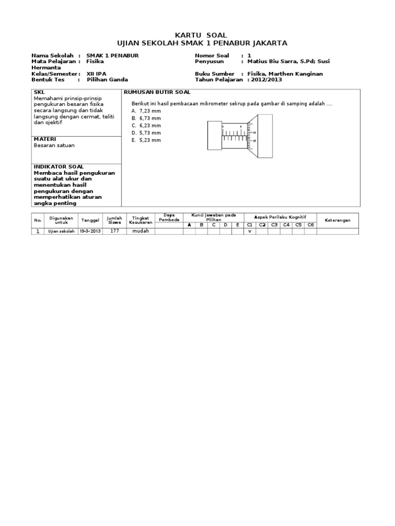 Contoh Soal C1 Sampai C6 Untuk Sd - Contoh Soal Laju Reaksi Tabel