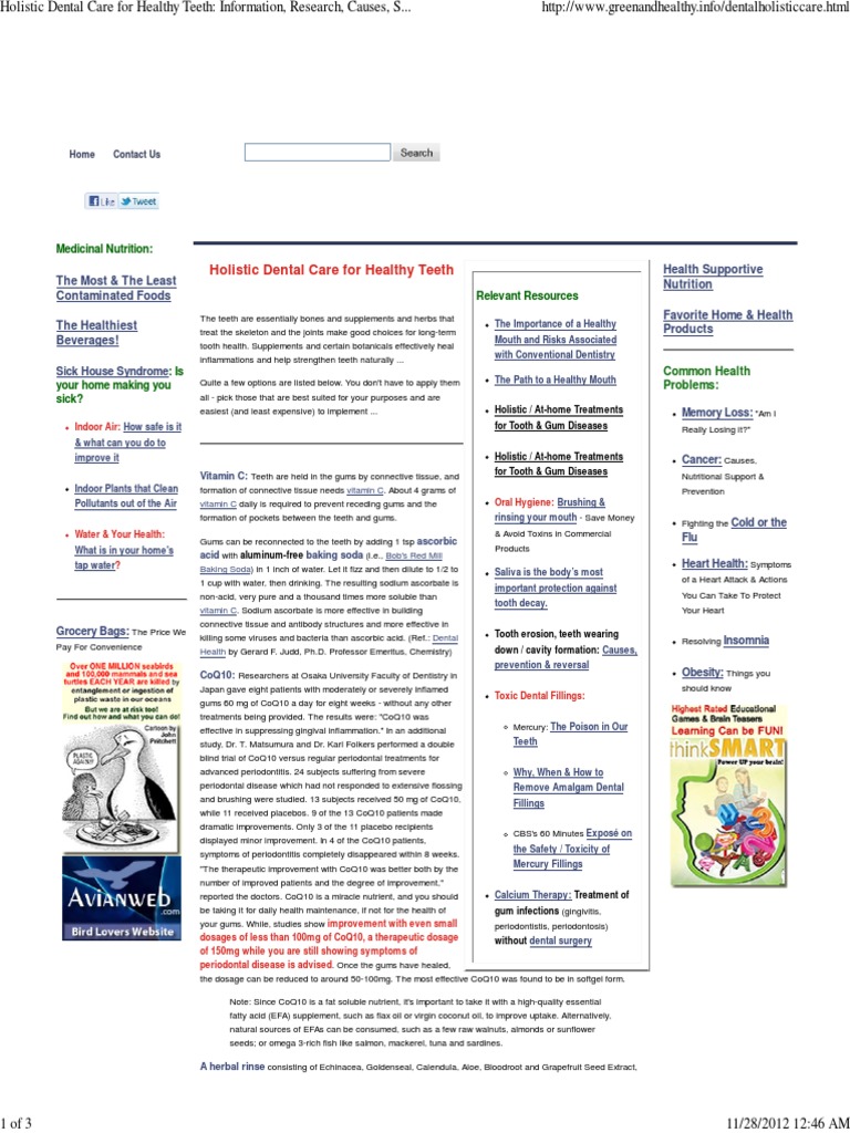 Holistic Dental Care For Healthy Teeth Information, Research, C PDF ...