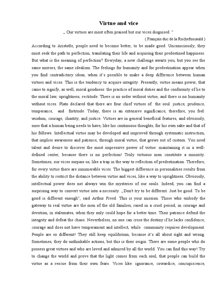 Virtue and Vice | PDF | Courage | Virtue