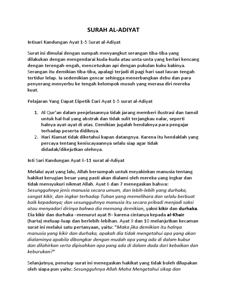 Agama Surah Al Adiyat Pdf