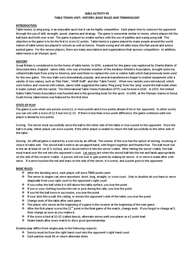 Table Tennis Rules And History Pdf Table Tennis Hobbies Table Tennis Rules And History Pdf Table Tennis Hobbies