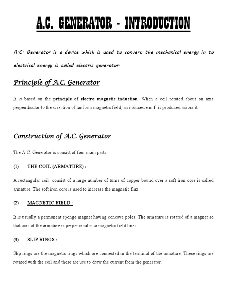 Ac Generator | PDF