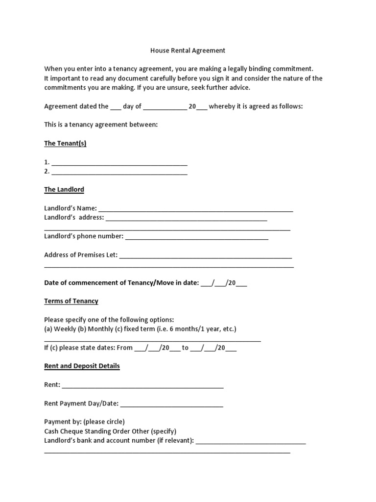 Simple House Rental Agreement Template | PDF | Landlord | Leasehold Estate