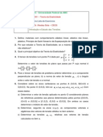 Lista de exercícios de teoria da elasticidade