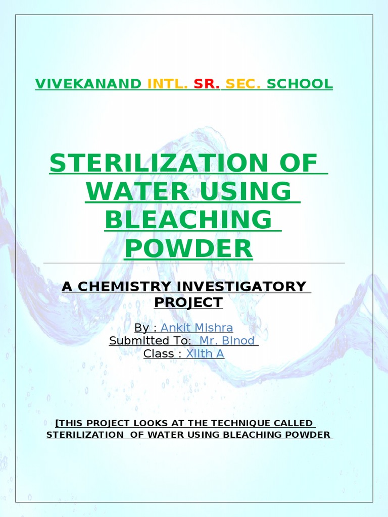 My Chem Project PDF Water Purification Bleach