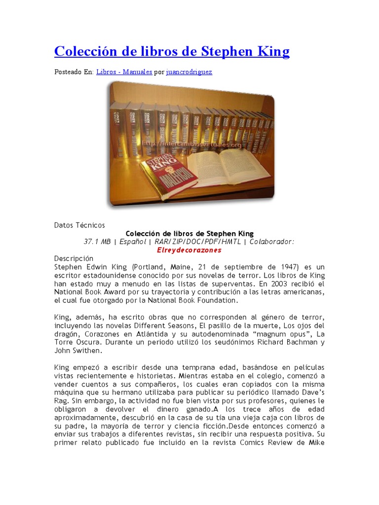 Colección de libros de Stephen King PDF | PDF | Novela negra, policíaca y suspenso
