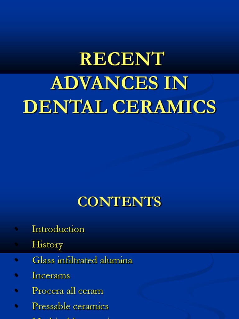 Recent Advances in Dental Ceramics PDF Ceramics Crystalline Solids