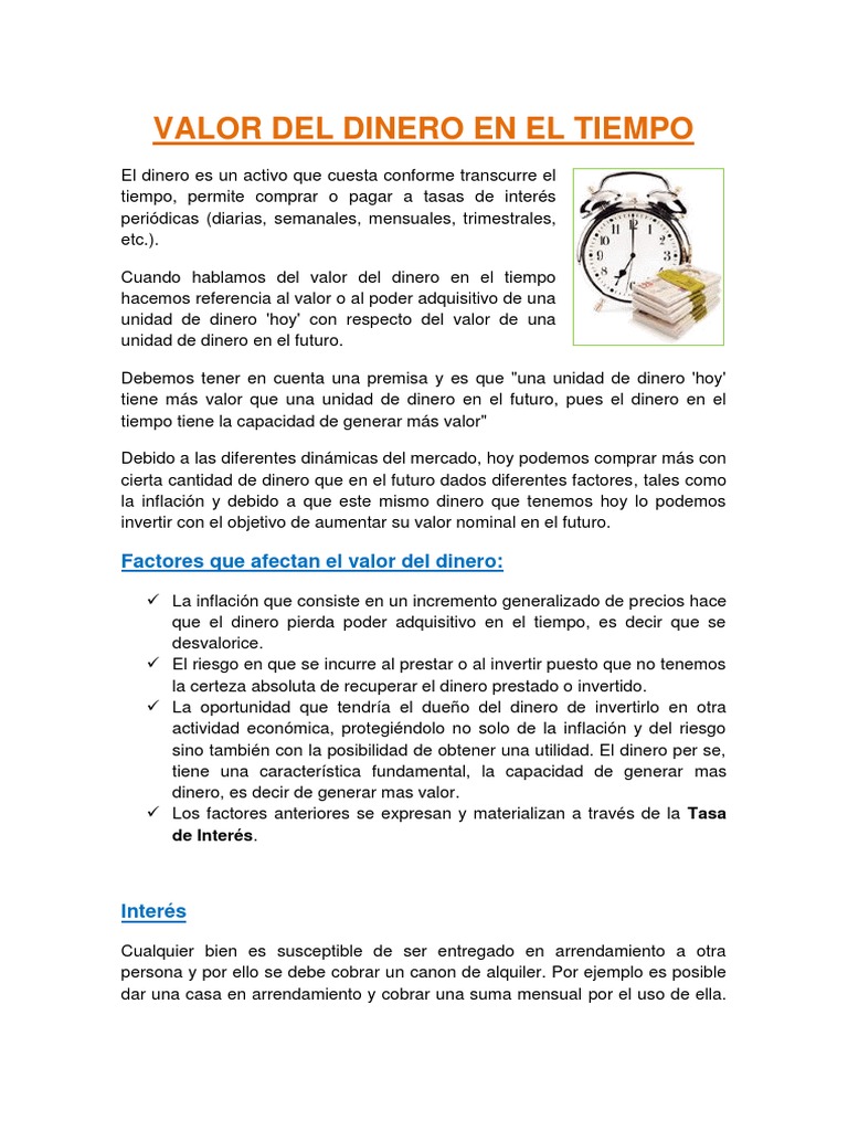 Trabajo-Valor Del Dinero en El Tiempo | PDF | Interés | Inflación, image size:768x1024