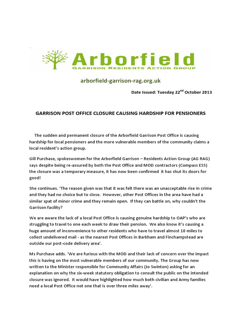 Garrison Post Office Closure Causing Hardship For Pensioners | PDF ...