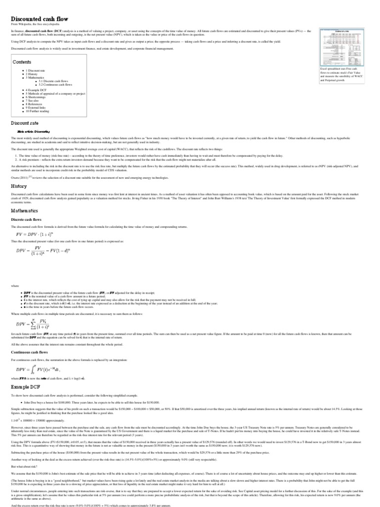 DCF Analysis for Stock Valuation | PDF | Discounted Cash Flow | Discounting