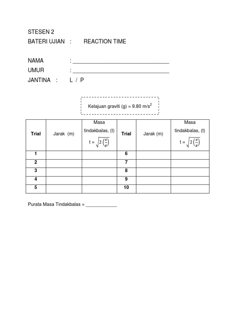 Reaction Time | PDF