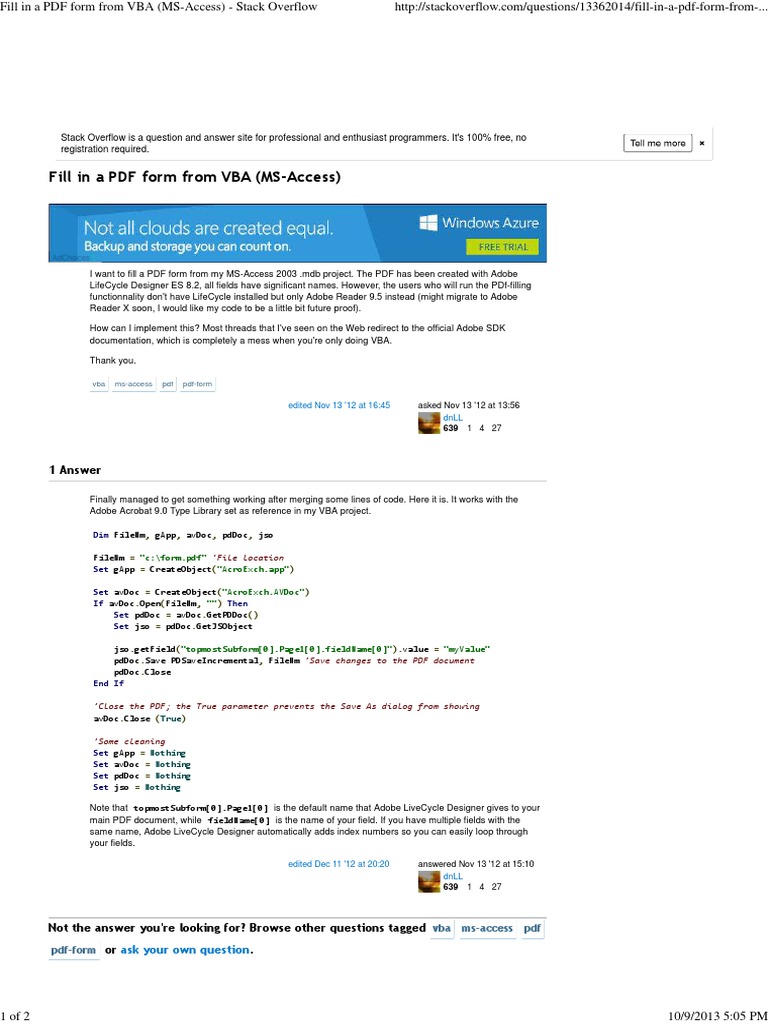 Fill PDF Forms Using VBA in Access | PDF