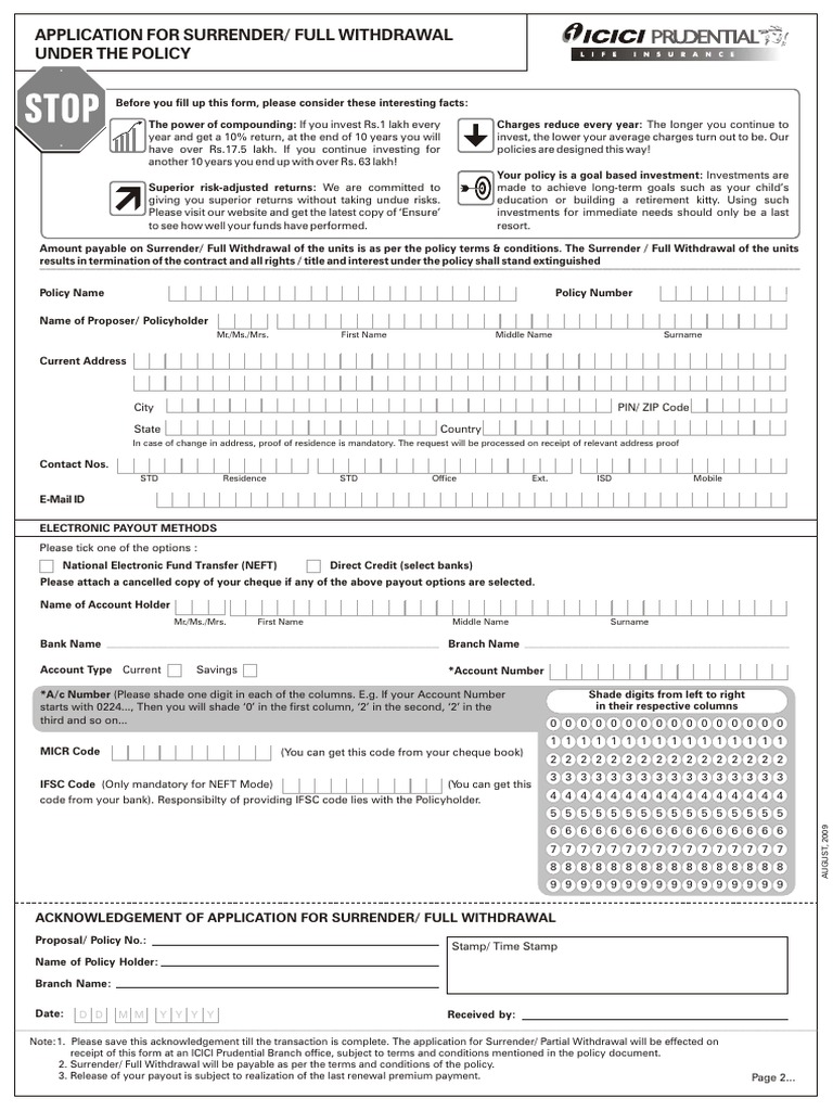 Policy Surrender Form Pdf Download Free Pdf Payments Money