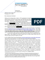 Center For Auto Safety Letter To NHTSA - July 9, 2013