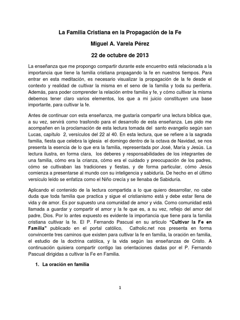 Oración y Fe en la Familia Cristiana | PDF | Oración | Fe