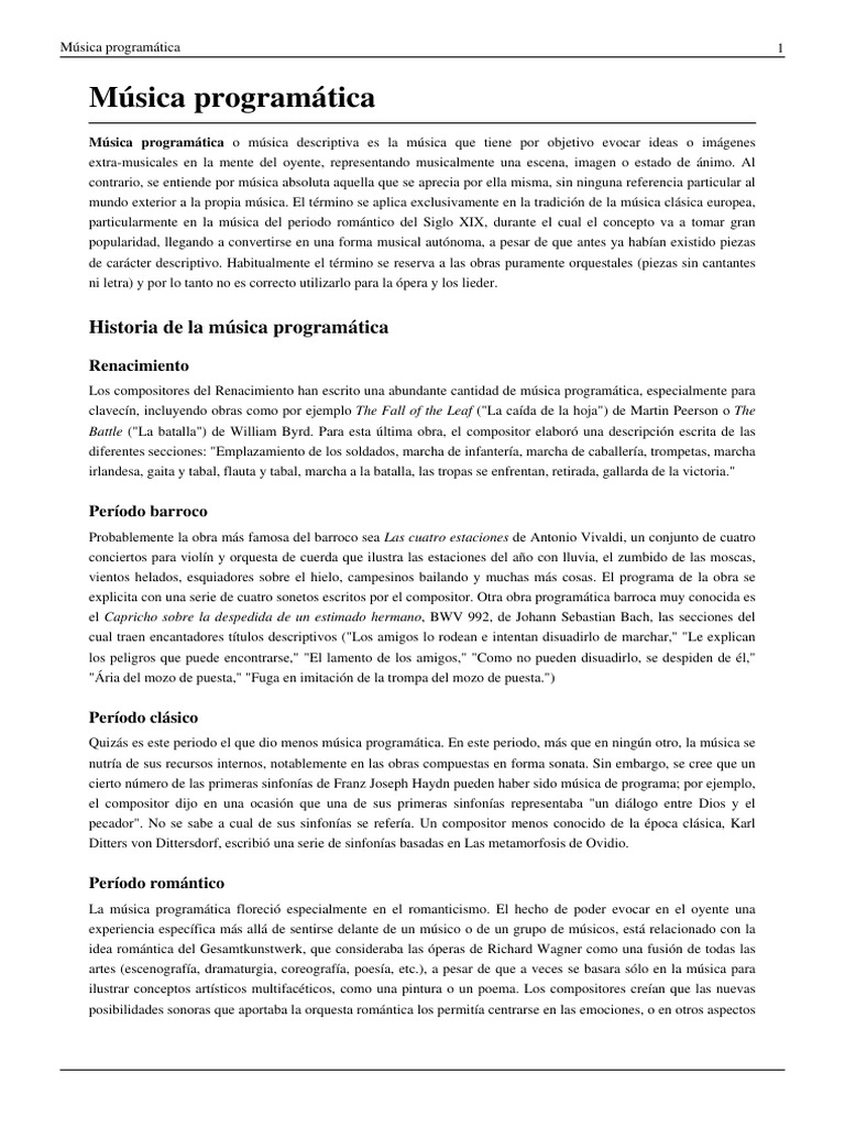 Música Programática | PDF | Música clásica | Las artes escénicas