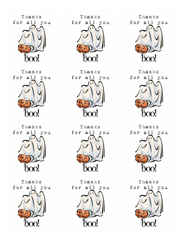 Thanks For All You Boo Label PDF | PDF