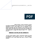 PRÁTICA JURÍDICA II - MODELO DE CAUTELAR DE ARRESTO