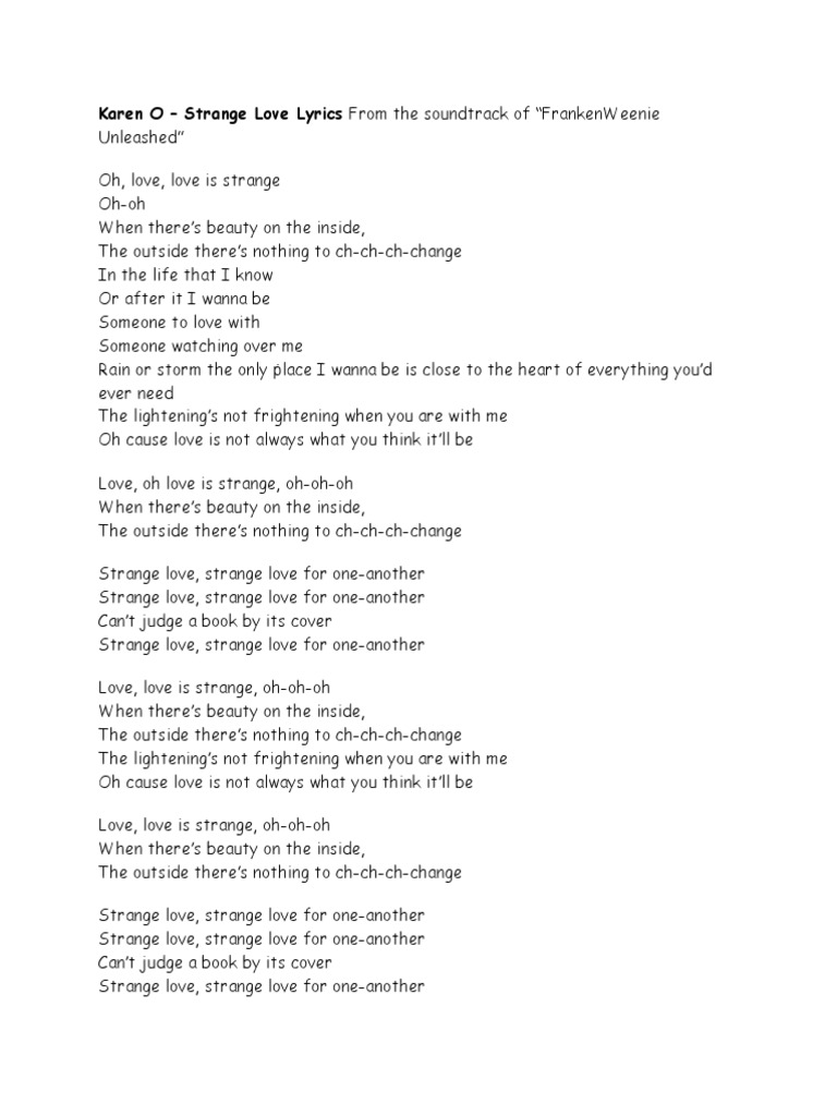 Karen O Strange Love Lyrics From The Soundtrack of 