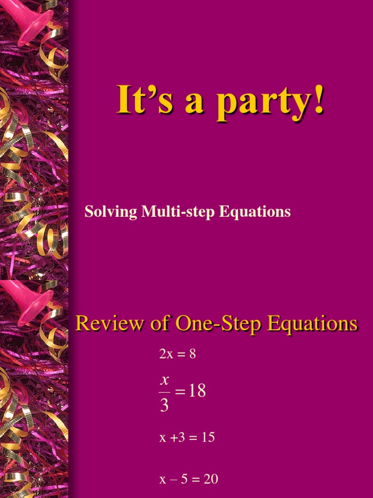 Solving Multi-Step Equations Party | PDF | Applied Mathematics ...