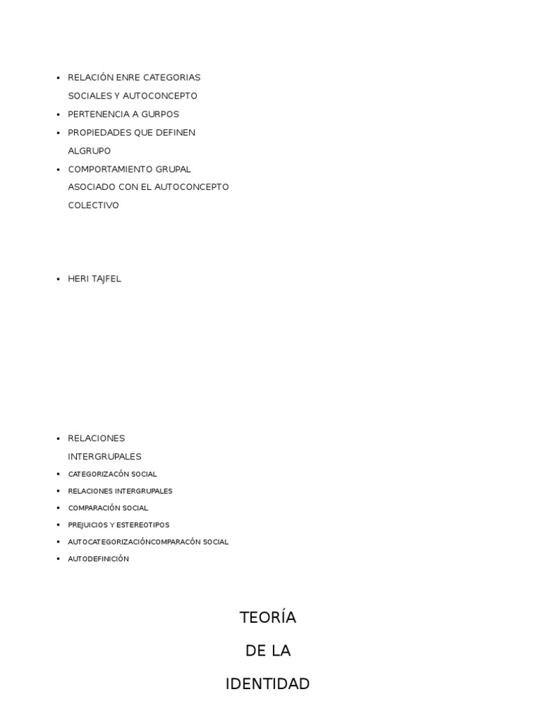 Teoria de La Identidad Social Cuadro Sinoptico | PDF