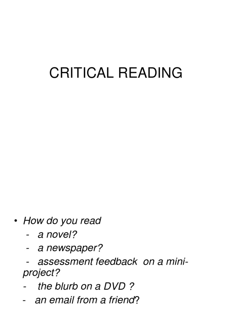 Strategies for Critical Reading | PDF | Speed Reading | Reading (Process)