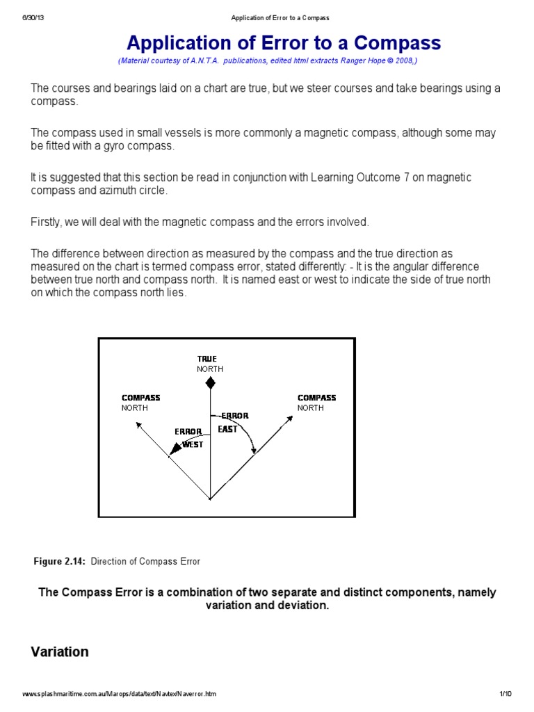 Application of Error To A Compass PDF | PDF