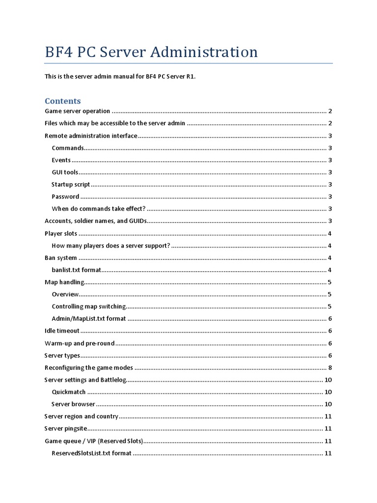 BF4 PC Server Admin Manual | PDF | Command Line Interface | Graphical ...