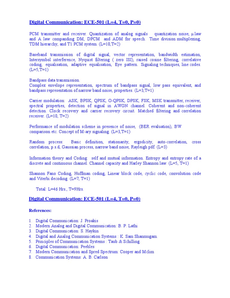 Digital Communication Overview: ECE-501 | PDF | Teaching Methods ...