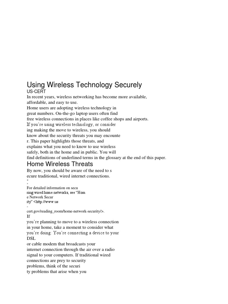 Secure Your Home Wireless Network | PDF