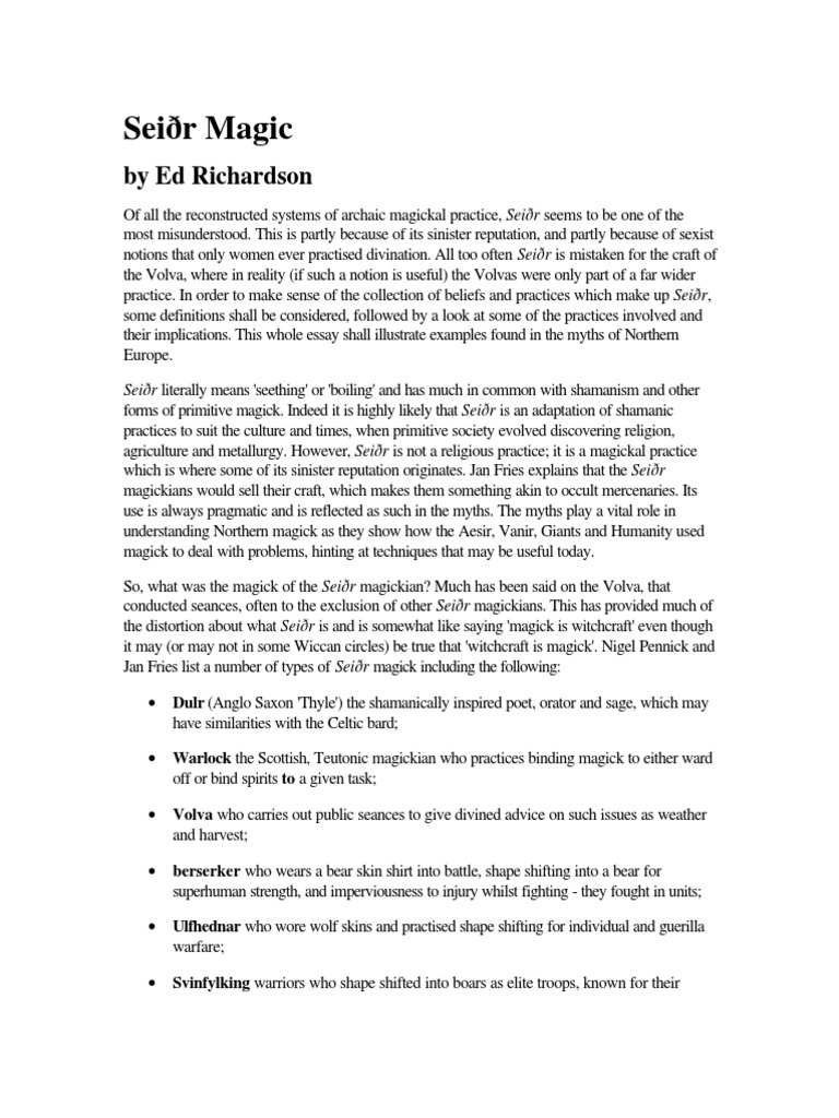 Understanding Seiðr Magic Practices | PDF