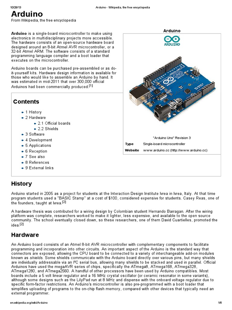 Arduino - Wikipedia, The Free Encyclopedia PDF | PDF | Arduino | Areas ...