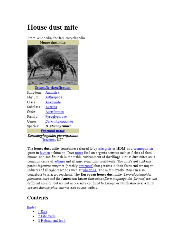 House Dust Mite Pdf Dust Allergy