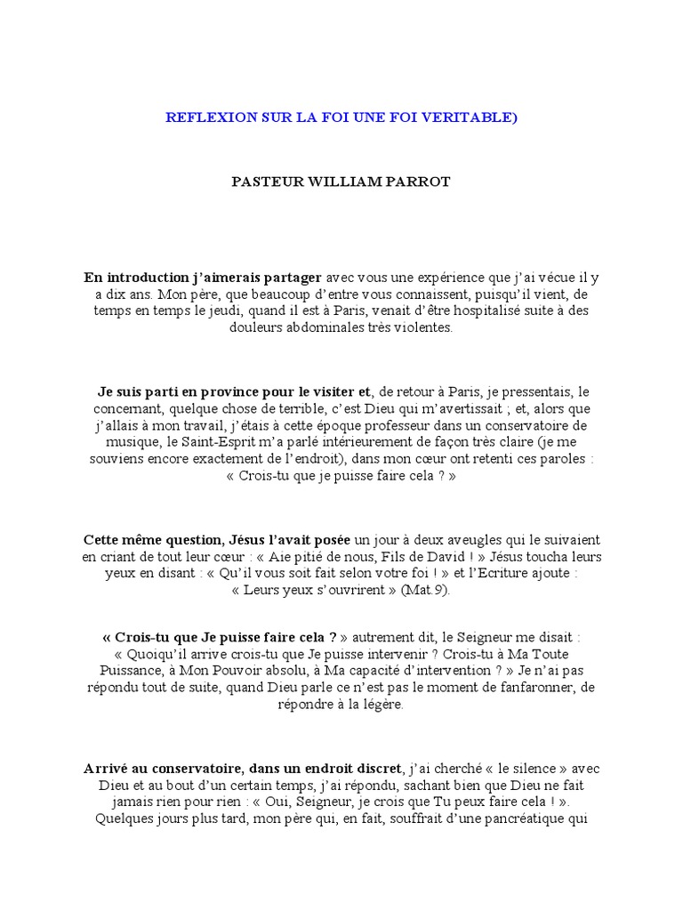 La Foi Vivante et Divine | PDF | Dieu | Miracle