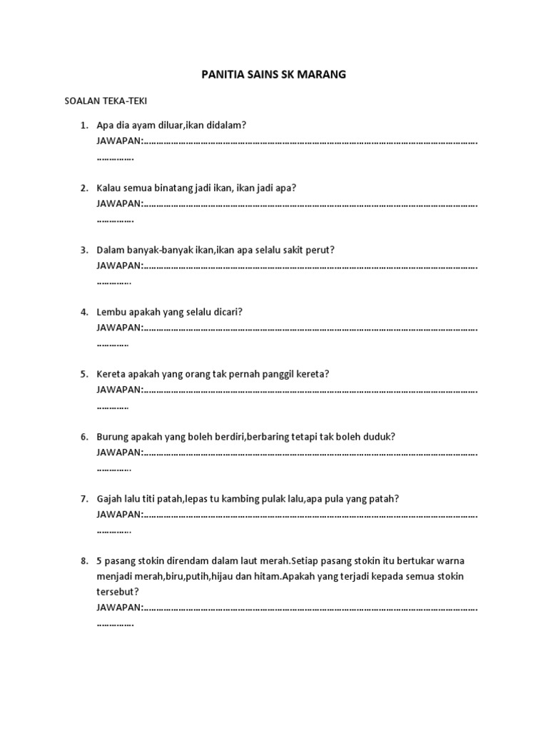 Jawapan Teka Teki Ikan Apa Yang Perutnya Di Luar malakwos