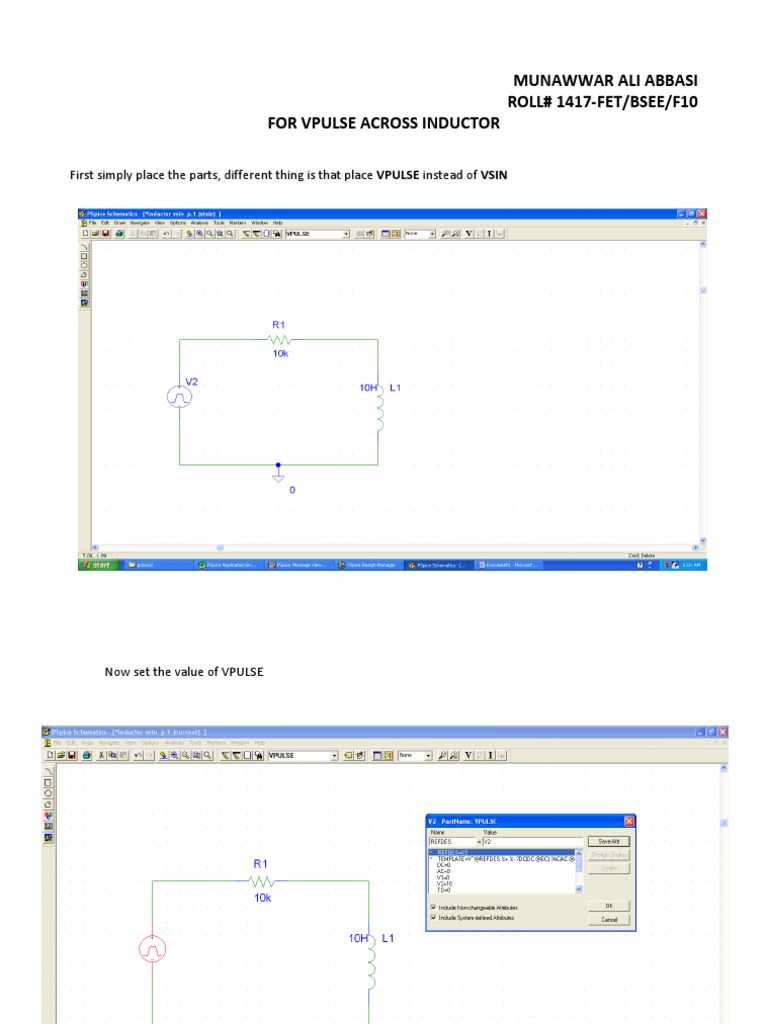 VPULSE Setup for Inductor Simulation | PDF | Electromagnetism ...