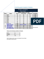 Scores in Analytics Final Exam: Use Nested IF Function To Find The Grade of Students in Analytics