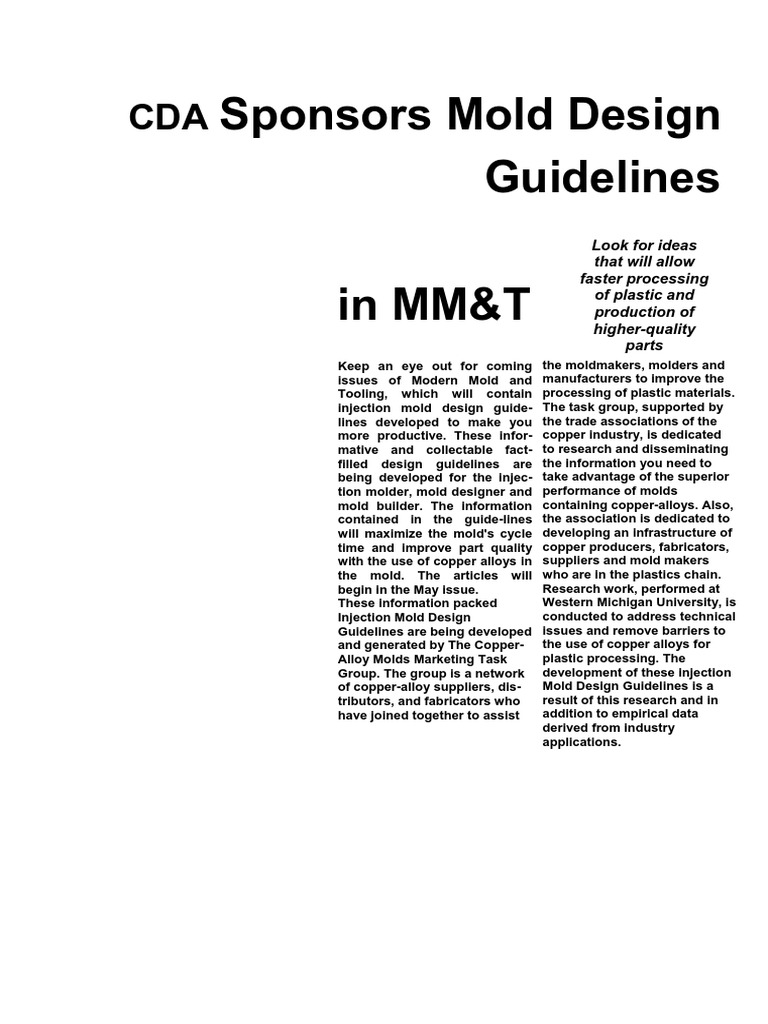 Ampco Mold Design Guidelines PDF | PDF | Heat Transfer | Coolant
