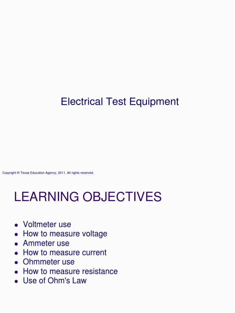 Electrical Test Equipments | PDF | Electrical Resistance And ...