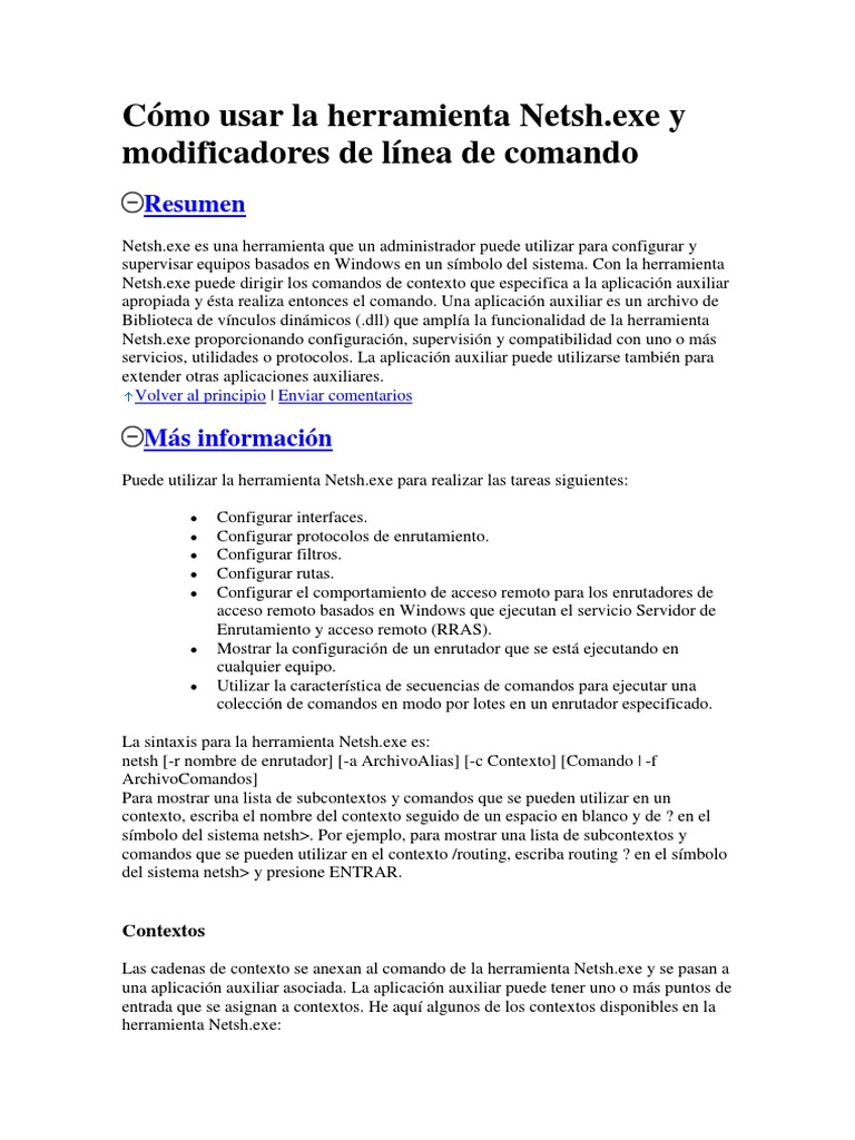 Cómo Usar La Herramienta Netsh | PDF | Protocolos de internet ...