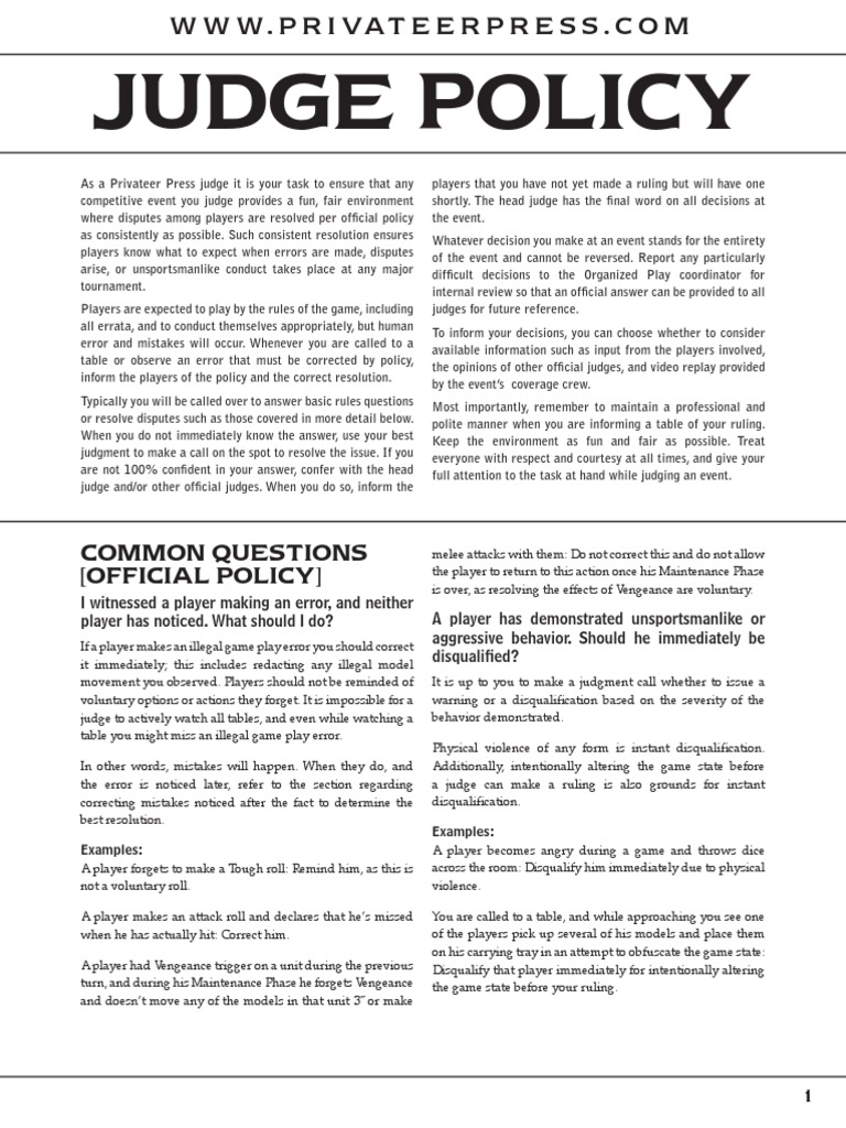 Judge Policy: Common Questions (Official Policy) | PDF | Professional