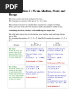 Calculating The Mean, Median, Mode and Range For Simple Data