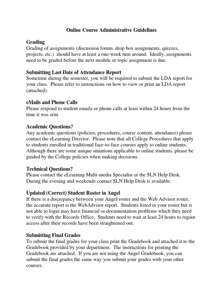 Online Course Admin Guidelines | PDF
