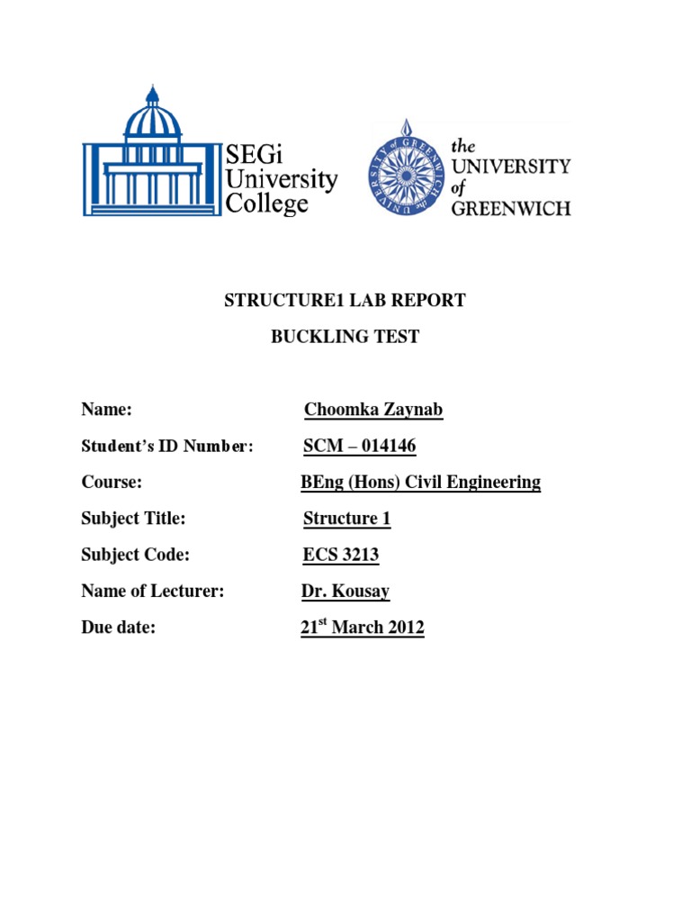 Structure1 Lab Report Buckling Test Pdf